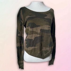 Garage, Army Green, Camouflage, Crew Neck, Knit Sweater